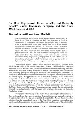 James Buchanan, Paraguay, and the Water Witch Incident of 1855 Gene Allen Smith and Larry Bartlett