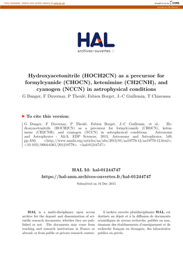 Hydroxyacetonitrile (HOCH2CN)