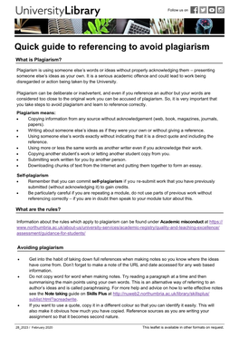 Quick Guide to Referencing to Avoid Plagiarism