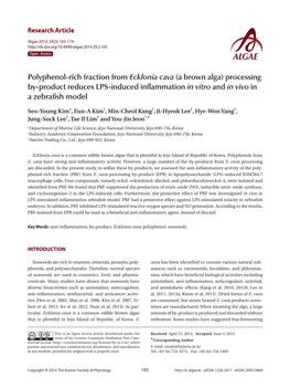 Polyphenol-Rich Fraction from Ecklonia Cava (A Brown Alga) Processing By-Product Reduces LPS-Induced Inflammationin Vitro and in Vivo in a Zebrafish Model