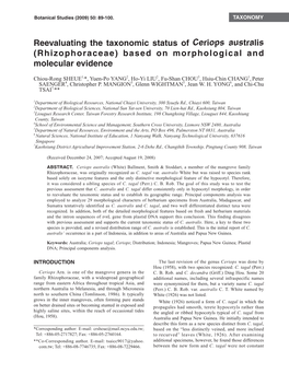 Reevaluating the Taxonomic Status of Ceriops Australis (Rhizophoraceae) Based on Morphological and Molecular Evidence