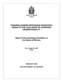 Towards Gender Responsive Budgeting: Rising to the Challenge of Achieving Gender Equality