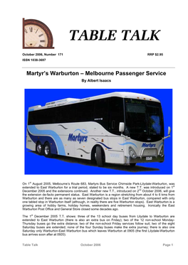 Martyr's Warburton – Melbourne Passenger Service