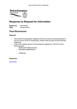 Response to Request for Information