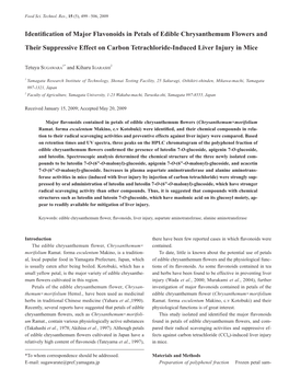 Identification of Major Flavonoids in Petals of Edible Chrysanthemum Flowers And