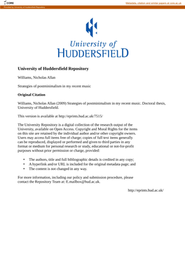 University of Huddersfield Repository