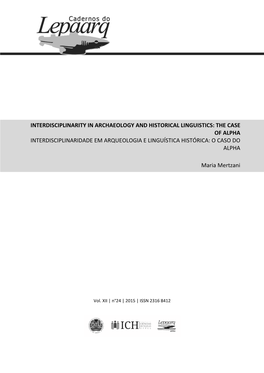 Interdisciplinarity in Archaeology and Historical Linguistics: the Case of Alpha Interdisciplinaridade Em Arqueologia E Linguística Histórica: O Caso Do Alpha