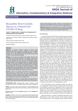 Bicuculline from Corydalis Species As a Natural Anti- COVID-19 Drug