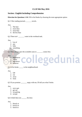 CLAT 8Th May 2016 Section