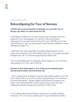 Rekordåpning for Tour of Norway
