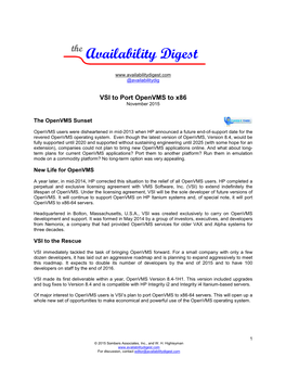 Availability Digest