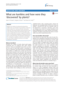 What Are Karrikins and How Were They 'Discovered' by Plants?