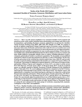 Annotated Checklist of Taxonomy, Synonymy, Distribution, and Conservation Status