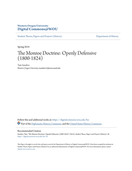 The Monroe Doctrine: Openly Defensive (1800-1824)