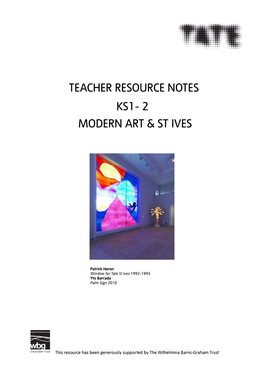Teachers Resource Notes Modern Art and St Ives KS1-2