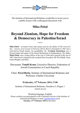 Beyond Zionism, Hope for Freedom & Democracy in Palestine/Israel