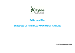 Fylde Local Plan SCHEDULE of PROPOSED MAIN MODIFICATIONS