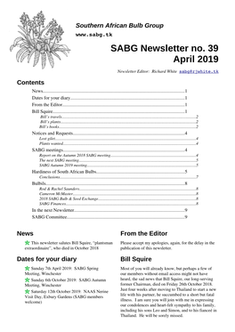 SABG Newsletter No. 39 April 2019