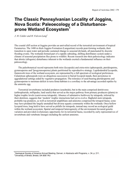 Paleoecology of a Disturbance- Prone Wetland Ecosystem1