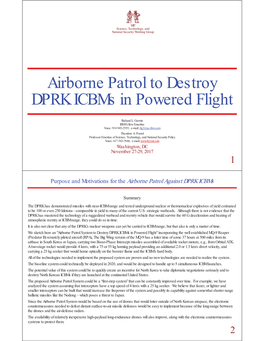 Airborne Patrol to Destroy DPRK Icbms in Powered Flight