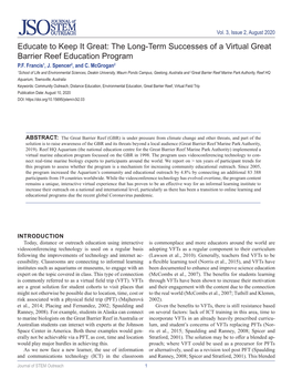 The Long-Term Successes of a Virtual Great Barrier Reef Education Program P.F