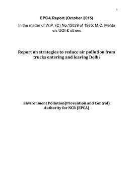 EPCA Report on Strategies to Reduce Truck Pollution in Delhi