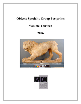Objects Specialty Group Postprints, Volume 13, 2006