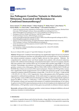 Are Pathogenic Germline Variants in Metastatic Melanoma Associated with Resistance to Combined Immunotherapy?