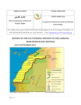 Report of the Fact-Finding Mission to the Sahrawi Arab Democratic Republic (24-28 September 2012)
