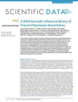 A DNA Barcode Reference Library of French Polynesian Shore Fishes