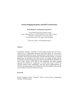 Surface Hopping Dynamics with DFT Excited States