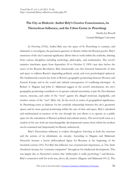 Andrei Bely's Creative Consciousness, Its Nietzschean Influence, and The