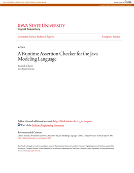 A Runtime Assertion Checker for the Java Modeling Language Yoonsik Cheon Iowa State University