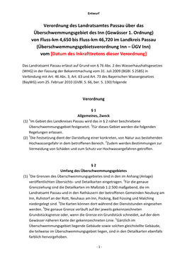 Verordnung Des Landratsamtes Passau Über Das Überschwemmungsgebiet Des Inn (Gewässer 1