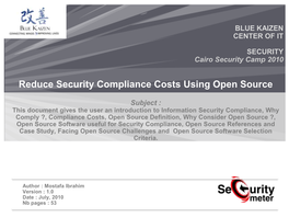 Reduce Security Compliance Costs Using Open Source