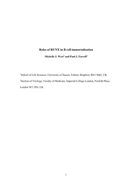 Roles of RUNX in B Cell Immortalisation