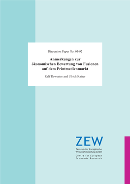 Anmerkungen Zur Ökonomischen Bewertung Von Fusionen Auf Dem Printmedienmarkt