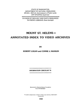 Mount St. Helens­ Annotated Index to Video Archives