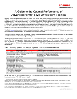 A Guide to the Optimal Performance of Advanced Format 512E Drives from Toshiba