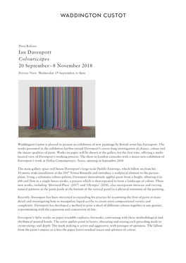 Ian Davenport Colourscapes 20 September – 8 November 2018