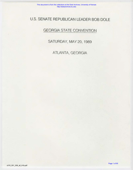 U.S. Senate Republican Leader Bob Dole Georgia State Convention Saturday, May 20, 1989 Atlanta, Georgia