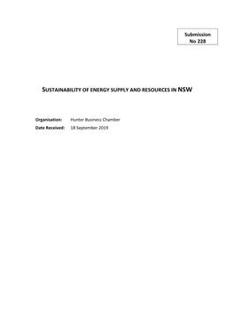 Submission No 228 SUSTAINABILITY of ENERGY SUPPLY AND