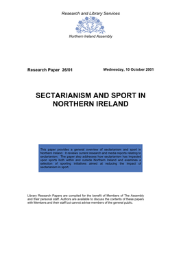 Research Paper: Sectarianism and Sport in NI
