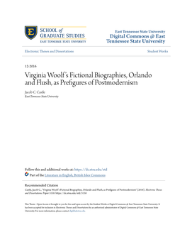 Virginia Woolf's Fictional Biographies, Orlando and Flush, As Prefigures Of