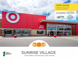 SUNRISE VILLAGE Carrie Walker | Josh Parnell | Justin Holmes SUNRISE VILLAGE Is a Community-Oriented Lifestyle Center Along Meridian Ave E TENANTS in Puyallup, WA