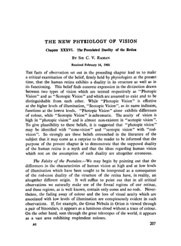 THE NEW PHYSIOLOGY of VISION Chapter XXXVI