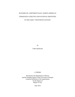 Runners of a Different Race: North American Indigenous Athletes and National Identities in the Early Twentieth Century