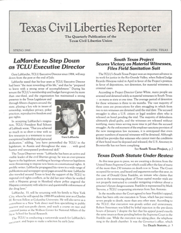 Texas Civil Liberties Reporter the Quarterly Publication of the Texas Civil Liberties Union
