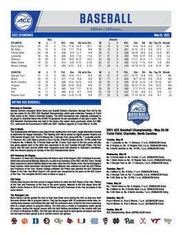 2021 ACC Baseball Championship, Which Gets Underway Tuesday at Truist Field, Home of the Triple-A Charlotte Knights