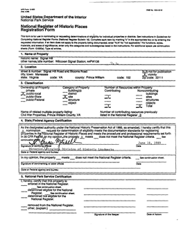 National Park Service National Register of Historic Places Registration Form